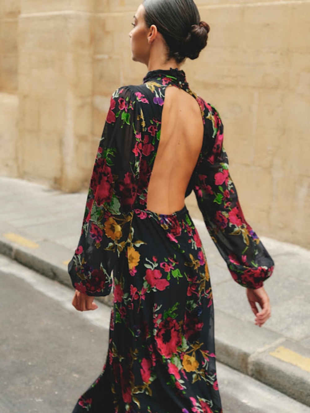 Lulus Graceful Arrival Black Floral Burnout Backless Maxi Dress - Size M